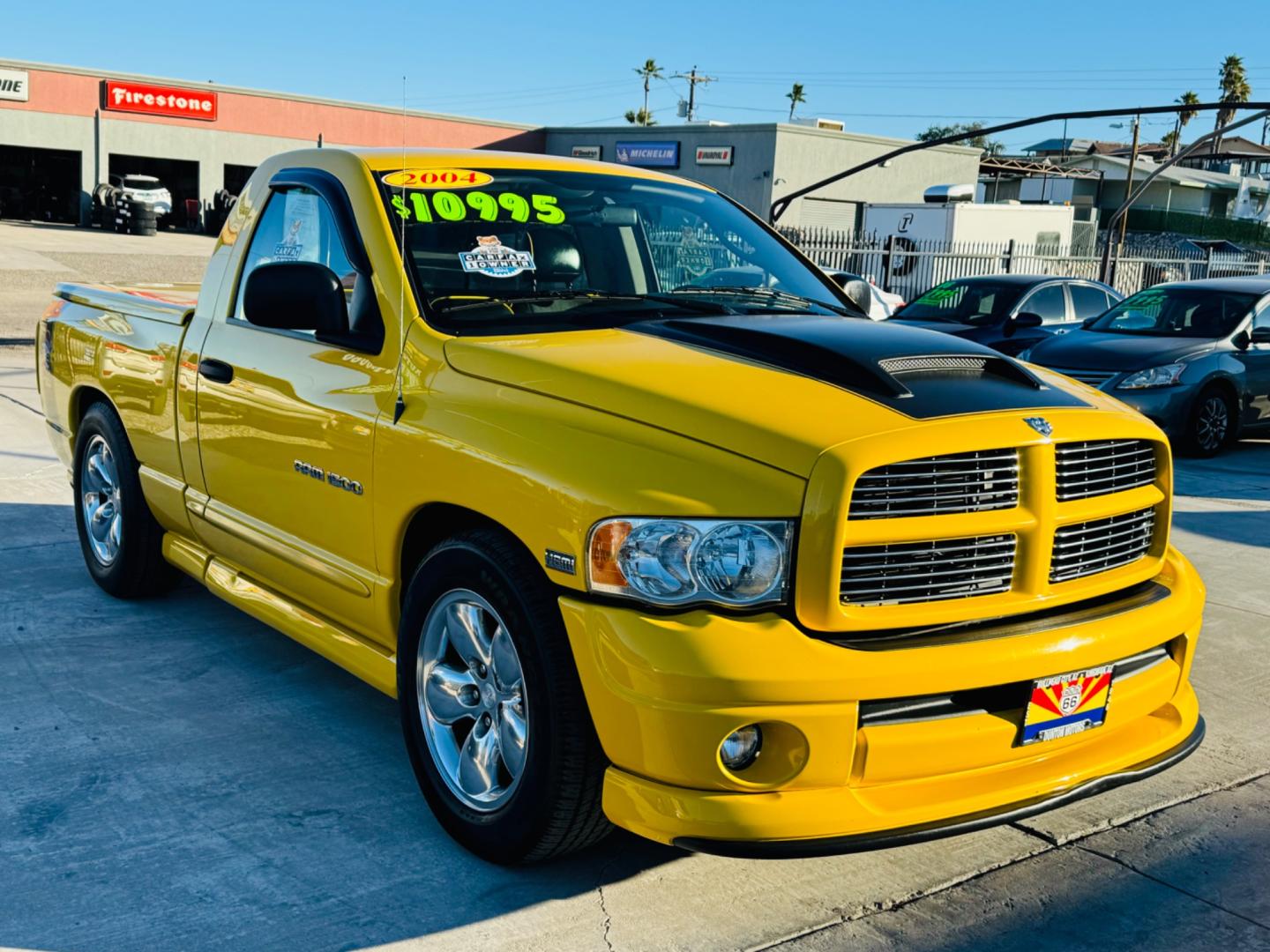 2004 Yellow /black Dodge Ram 1500 (1D7HA16D54J) , located at 2190 Hwy 95, Bullhead City, AZ, 86442, (928) 704-0060, 0.000000, 0.000000 - 2004 Dodge Ram SLT Bumblebee edition. Bright yellow with a black leather interior with yellow trim. This limited Bumblebee edition truck will sure turn heads. Hemi engine. 20 in wheels . *1 owner. matching tonneau cover. In excellent shape. 2004 Dodge Ram 1500 Rumble Bee. It is a limited edition tru - Photo#0